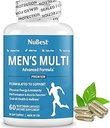 Multivitamínico para Hombres con 38 Nutrientes Clave, Complejo B, D3, A, C, Zinc, Magnesio, Calcio, Asiática Ginseng, Ashwagandha, Turmérico para Huesos, Musculo, Inmunidad TEN 60 cápsulas Vegan ANTE 1 Mes de Suministro