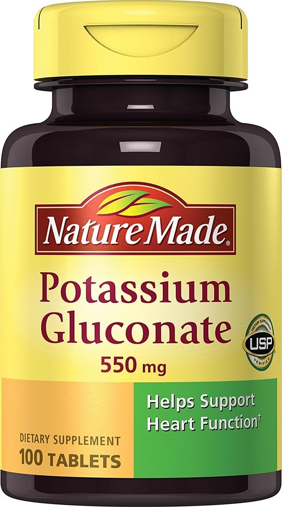 Nature Made Potassium Gluconate 550 mg, Suplemento dietético para el apoyo a la salud cardíaca, 100 Cuenta (Pack of 3)