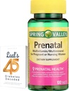Spring Valley Multivitamínico Prenatal 100 Tabletas, Vitaminas Prenatales para Mujeres, El embarazo debe tener suplemento de folato, Agrupamiento con 45 Diabetes de Luall Decodificado