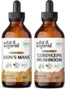 Mane Tincture de león orgánico 4 fl oz &amp; Cordyceps Tincture 4 fl oz