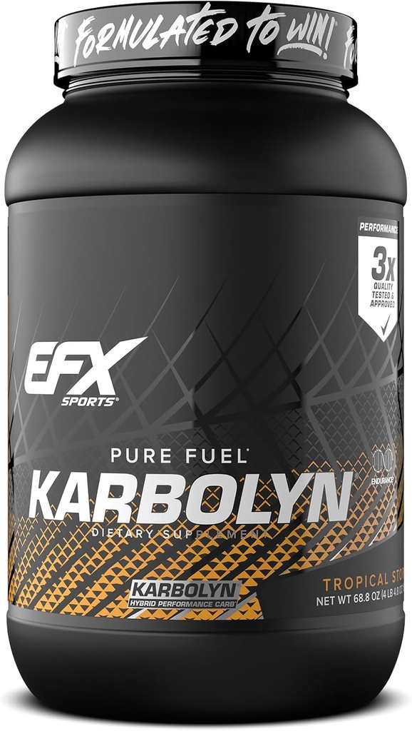 EFX Sports Karbolyn Fuel ← Fast-Absorbing Carbohydrate Powder ← Carb Load, Sostened Energy, Quick Recovery TEN Stimulant Free TEN 37 Servings (Tropical Storm)