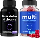 NutraChamps Liver Cleanse Detox Capsules and (2-Pack) Hombres Multivitamin Gummies Bundle