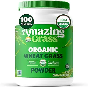 Asombroso Grass Wheat Gras Powder: 100% Whole-Leaf Wheat Grass Powder for Energy, Detox &amp; Immunity Support, Chlorophyll Provide Greens, 100 Servings