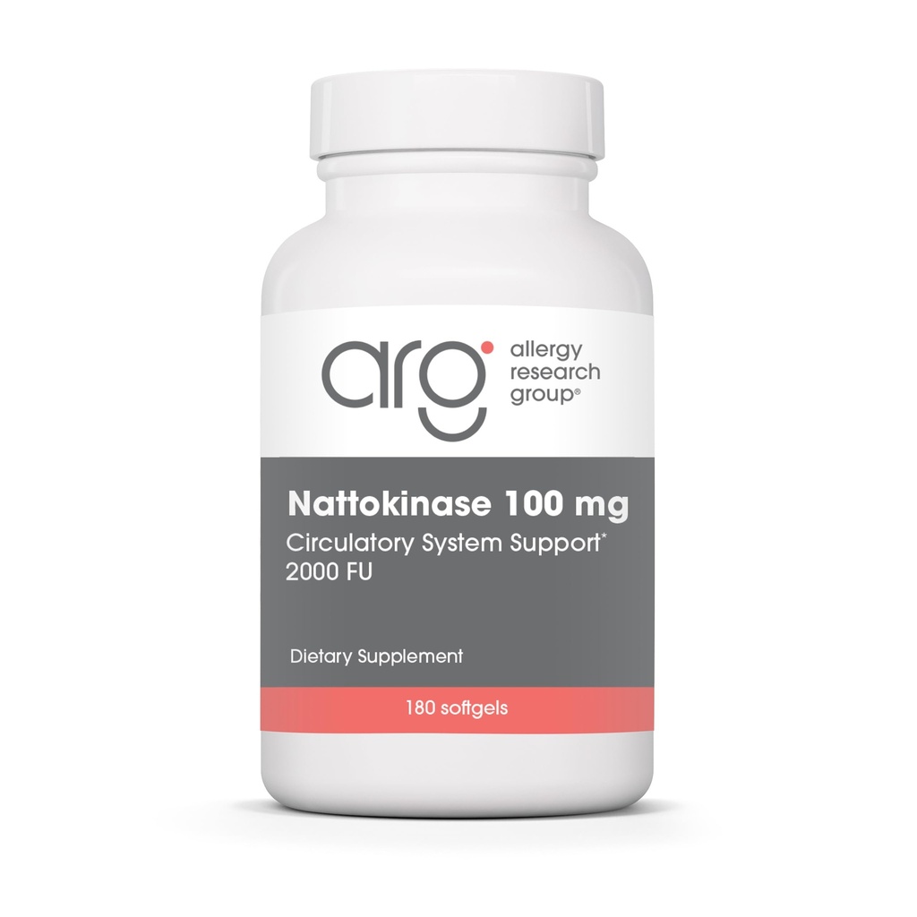 Allergy Research Group Nattokinase 2000 FU / 100mg - Nattokinase Suplemento para Mujeres y Hombres, Natural Enzyme Support for Heart and Blood Health - 180 Softgels