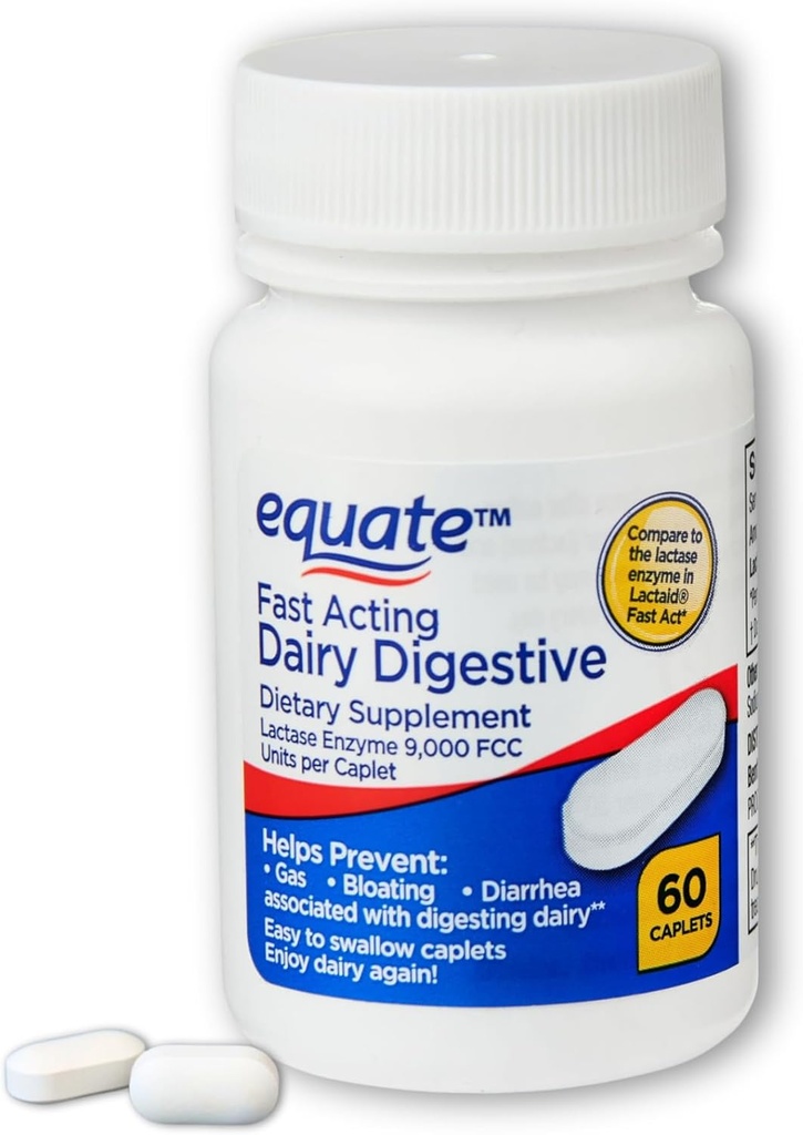 Lactase Fast Acting- Dairy Digestive Supplement, 60 caplets (Pack of 1)