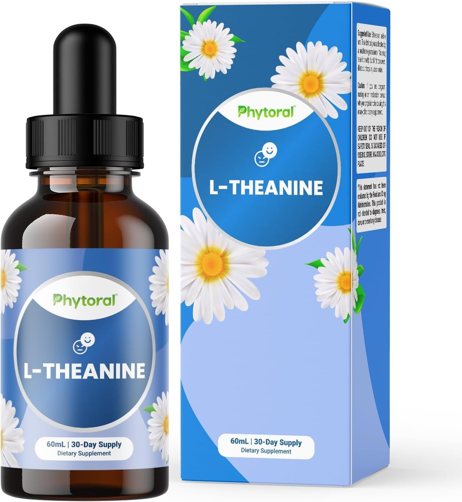 Fitoral Potent L-Theanine Liquid Drops - High Absorption L-Theanine for Kids &amp; Adults Calm &amp; Relax Support - Premium Quality Drops Ideal para niños y adultos Liquid 30 Servings