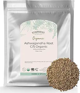 Botanicas de Starwest Orgánica Ashwagandha Root for Women &amp; Men - Herb seco para té, capsules, " Natural Herbal Blends, Cut " Sifted, Certified Kosher, Non-GMO - Bulk 1 lb Bag