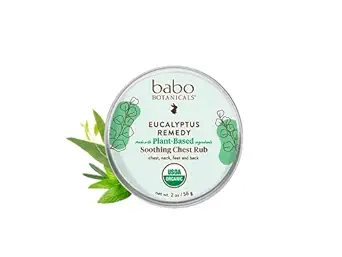 Babo Botanicals Eucalyptus Remedy Soothing Chest Rub - USDA Organic - Calming relief with eucalyptus, lavender &amp; rosemary essential oils - Made without Camphor or Petroleum - For age 3+