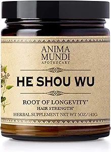 Anima Mundi Apothecary Healthy Hair Vitamins - Adaptogenic He Shou Wu - Fo Ti Root Hair Supplements for Women and Men - También admite Liver, Immune & GI Function (5oz / 142g)
