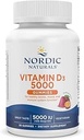 Naturales nórdicos Vitamina D3 5000 Gummies, Fruta de Pasión - 30 Gummies - Soporte para Huesos Saludables, Mood, &amp; Sistema Inmunitario - Vegetariano - No GMO - 30 Servimientos