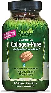 Irwin Naturals Deep Tissue Collagen-Pure - 80 Liquid Softgels - Nourishment intenso para la piel - 2.000 mg de Collagen hidrolizado - 16 Total Servings