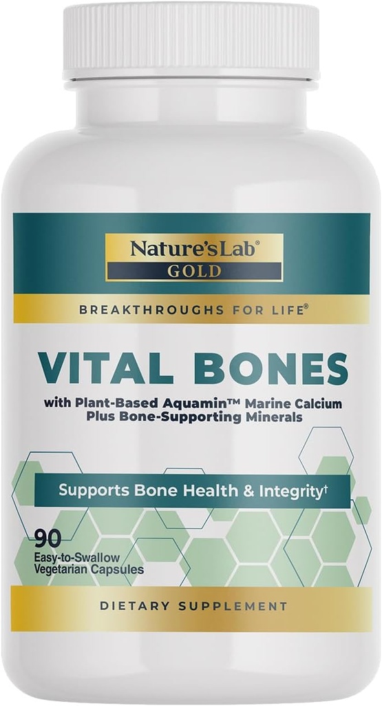 Bonos Vitales de Oro de laboratorio de la naturaleza con Calcio Planta AquaminTM - 90 cápsulas vegetarianas