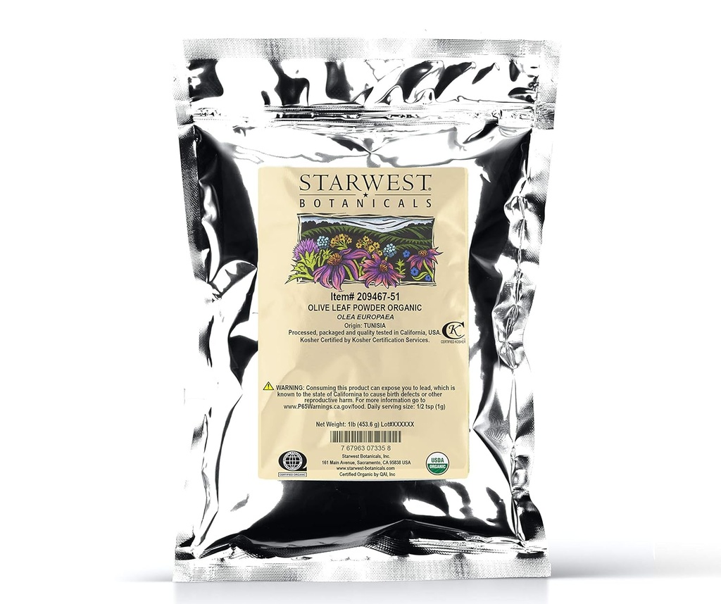 Starwest Botanicals Organic Olive Leaf Powder, 1 libra