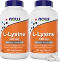 Ahora L-Lysine 500 mg, 360 cápsulas vegetarianas (Pack of 2)