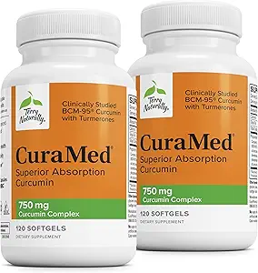 Terry Naturalmente CuraMed 750 mg - Suplemento Antioxidante para la salud del cerebro y del corazón - Suplemento con Complejo de Curcumina de alta potencia - Kidney, Liver &amp; Immune Health Support - 120 Softgels (Pack of 2)