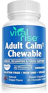 Magnesium " Ashwagandha Chewable Tablets for Adults – High Absorption Magnesium Stress Support Supplement – Gluten-Free, Vegan, Non-GMO, Grape-Flavored (60 Count)