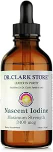 Dr. Clark Store White Iodine (Nascent Iodine) – 4 Fl Oz, soporta la salud tiroidea &amp; sistema inmunológico