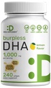 DHA Suplementos Ø 240 Softgels, Burpless, Lemon Flavor, DHA 1000mg + EPA 500mg, Wild Caught Fish, Rich in Omega-3s, Mercury Free, Non-GMO, Support Brain Heart &amp; Joint Health