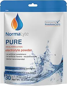 NormaLyte Oral Rehydration Salts- Helps Dietary Management of POTS Syndrome Symptoms-1 Pouches - 30 Sticks (Yields 500mL per Pack)-Pure soportar suplementos energéticos, suplemento de potasio, recuperación de deshidratación