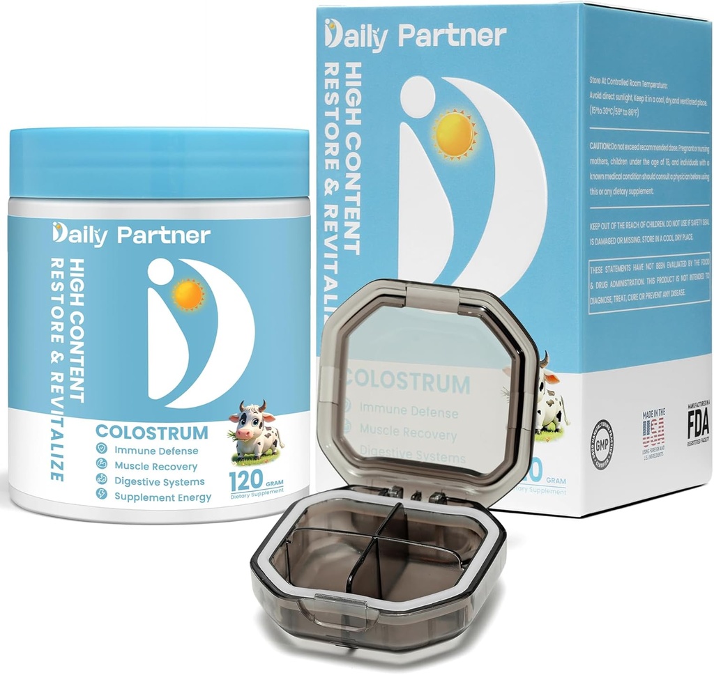 Colostrum Powder - Apoyo Inmunitario " Suplemento de Salud Gut, promueve la recuperación del músculo natural, Calostro Bovino, Incluye caja de cápsulas " Spoon