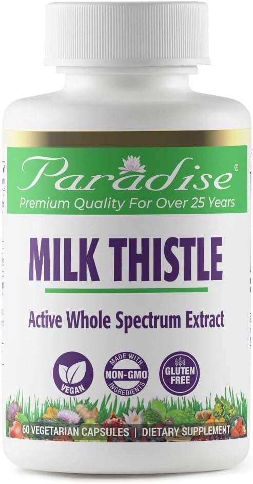 Herbs Paradise Milk Thistle 75:1 80% Vegetarian Capsules, 60 Cuenta