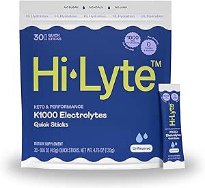 Hi-Lyte K1000 Electrolytes Sticks Desflavored Keto & Performance, 30 Servings