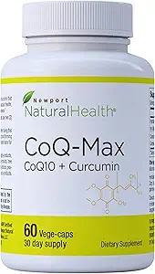 CoQ10 Max High Absorption Supplement with Turmeric Curcumin - 100 mg Capsules - Vegan - Heart Health, Energy, Mitochondria, Antioxidante con CavacurminTM, HydroQsorb® Coenzyme