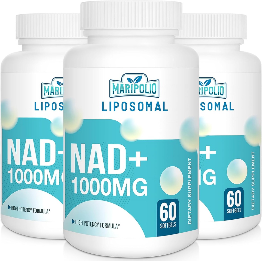 Liposomal NAD+ Supplement 1000 mg | Highest NAD Pontecy | Max Absorption | Pure NAD Supplement | Energy and DNA Repair, Aging Defense, Brain Function | 180 Softgels