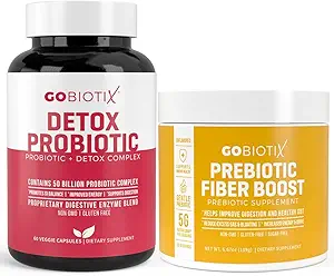 GOBIOTIX Detox &amp; Fiber Supplement Bundle - Prebiótico Fiber Powder " Detox Support - Promueve la Salud Digestiva, la Limpieza Gut y la Regularidad - Keto, Vegan, Sin gluten