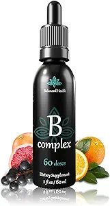 Vitamina B-Complex Drops, 2oz, 60 Doses, All 8 B-Vitamins, Immune Energy Support Suplemento No GMO Vegetarian Safe