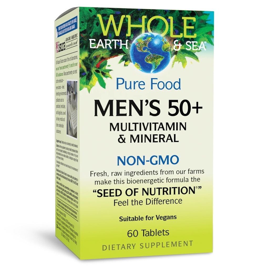 Factores naturales, Hombres 50+ Multivitamínico &amp; Mineral, 1 Servidor Contiene Equivalente a 1⁄2 libras de verduras, 60 Cuenta (Pack of 1)