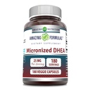 Impresionantes Fórmulas Micronizadas DHEA 25mg 180 Veggie Capsules Suplemento No-GMO Silencio Gluten Libre Silencio Hecho en EE.UU. Ideal para Vegetarianos Silencio Dehydroepiandrosterone Capsules para Hombres &amp; Mujeres (1 Pack)
