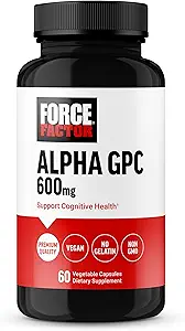 FACTOR FACTOR Alpha GPC Brain Supplement for Memory and Focus, Mood Support Supplement with Alpha GPC 600mg, Premium Quality, Vegan, Non-GMO, 60 cápsulas