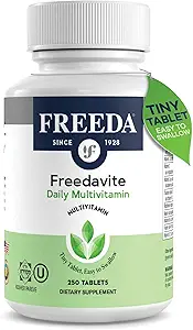 Freedavite Tiny Tablet - Moderate Multivitamin for Men and Women - Pure Vitamin A, C, D, E, B1, B2, B6, B12, Biotin, Calcium, Zinc, Iron, Magnesium, Manganese, Copper, Selenium, Iodine - 250 Count
