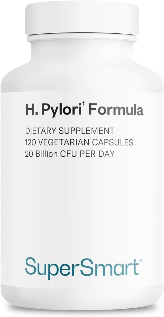 Supersmart H. Pylori Fórmula 20 Billion CFU por día - Probiotic Lactobacillus Reuteri DSM 17648 Suplemento Silencio No GMO &amp; Gluten Gratis - 120 Vegetarian Capsules