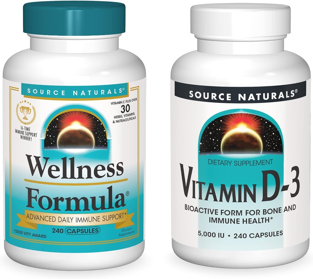 Fuente Natural Wellness Fórmula y 5000 iu Vitamin D-3, 240 cápsulas en cada botella