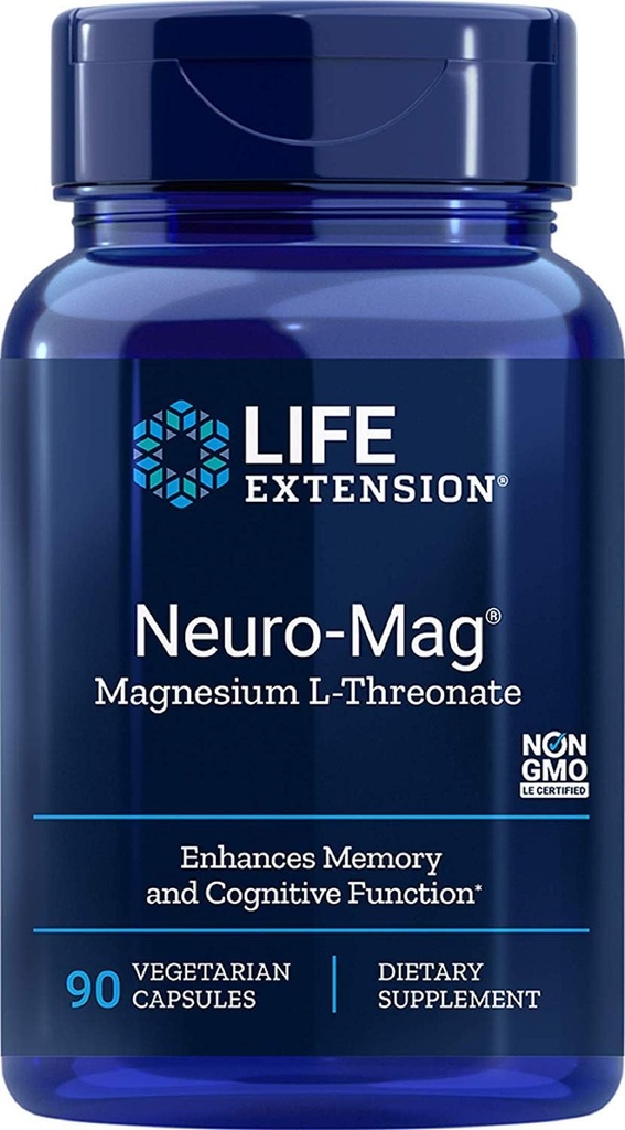 Extensión de vida - Neuro-Mag, Magnesio L-Threonate Suplemento dietético 90 cápsulas
