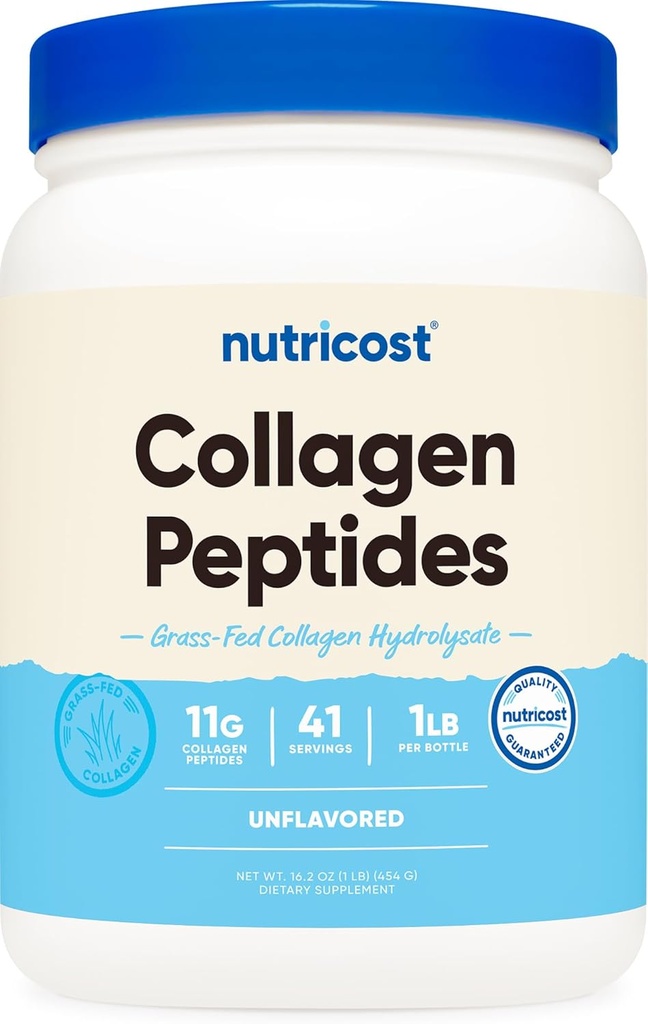 Nutricost Collagen Peptides Powder 1LB (454 G) - Grass Fed Bovine Collagen Hydrolysate (Unflavored)
