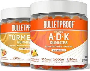 Vitaminas a prueba de toros A+D+K, 60 gomas sin azúcar, sabor a naranja de frambuesa ←Gummies libres de azúcar, 60 Conde, Peach Ginger
