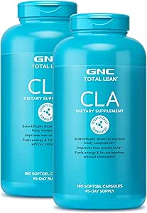 GNC Total Lean CLA ← Mejorar la Composición del Cuerpo " Lean Muscle Tone, Fuels Fat Metabolism " Energy Without Stimulants TEN Gluten Free ←Twin Pack (2 x 180 Softgels)