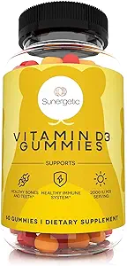 Premium Vitamina D3 Gummies – Powerful Vitamin D Gummies to Support Healthy Bones, Mood & Immune System – 2000 UI de vitamina D3 por Serving – 60 D3 Gummies