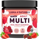 Llama Naturals Multivitamina para Mujer &amp; Hombres, Vegan, Gummies Orgánicas con Vitamina D, C & K, Adultos Real Fruit Gummy Vitaminas, Suplemento Multivitamínico Chewable, No Añadido caña de azúcar, Fresa, 120 Ct