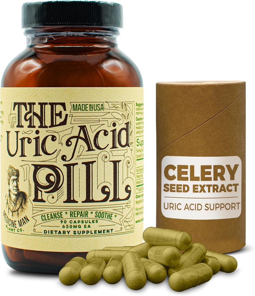 El Uric Acid Pill 90 Capsules - Uric Acid Suplemento con Tart Cherry Extract, Celery Seeds, y Burdock Root - Uric Acid Support Suplemento que contiene No GMO e Ingredientes Herbal