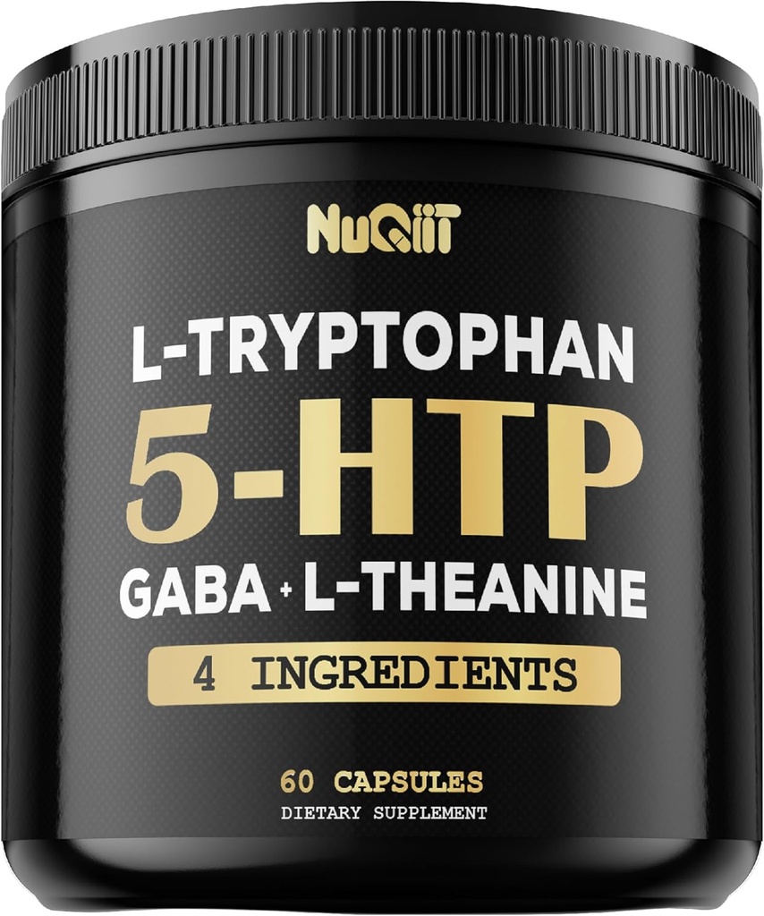 5 HTP 200mg GABA 500mg L-Theanine 200mg L-Tryptophan 100mg Suplemento - Soporte Cerebro, Circulación Salud, Concentración &amp; Descanso Bueno - 60 cápsulas para 1 Mes - 4in1 Premium Blend