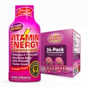 Vitamin Energy B12 11,000% Extra Strength Energy Shot Pink Berry 24 Pack, 260mg Natural Caffeine, B12 &amp; B6, Nootropic Focus, Vitality, Zero Sugar, Gluten-Free, Vegan, Kosher, 1.93 fl oz