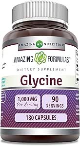 Amazing Formulas Glycine Suplemento Silencio 1000 Mg per Serving Silencio 180 Capsules ← No Gluten-Free TEN Made in USA