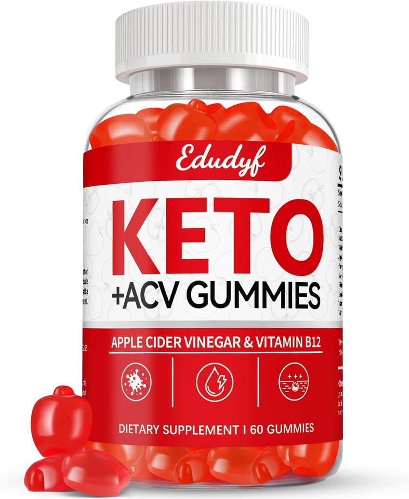 Keto ACV Gummies - 60 cuenta Gluten-Free, Gelatin-Free Apple Cider Vinegar Gummies con B12 para Keto Support, Vegetarian, Unique Flavor, Ideal Bottled Suplemento para Hombres &amp; Mujeres