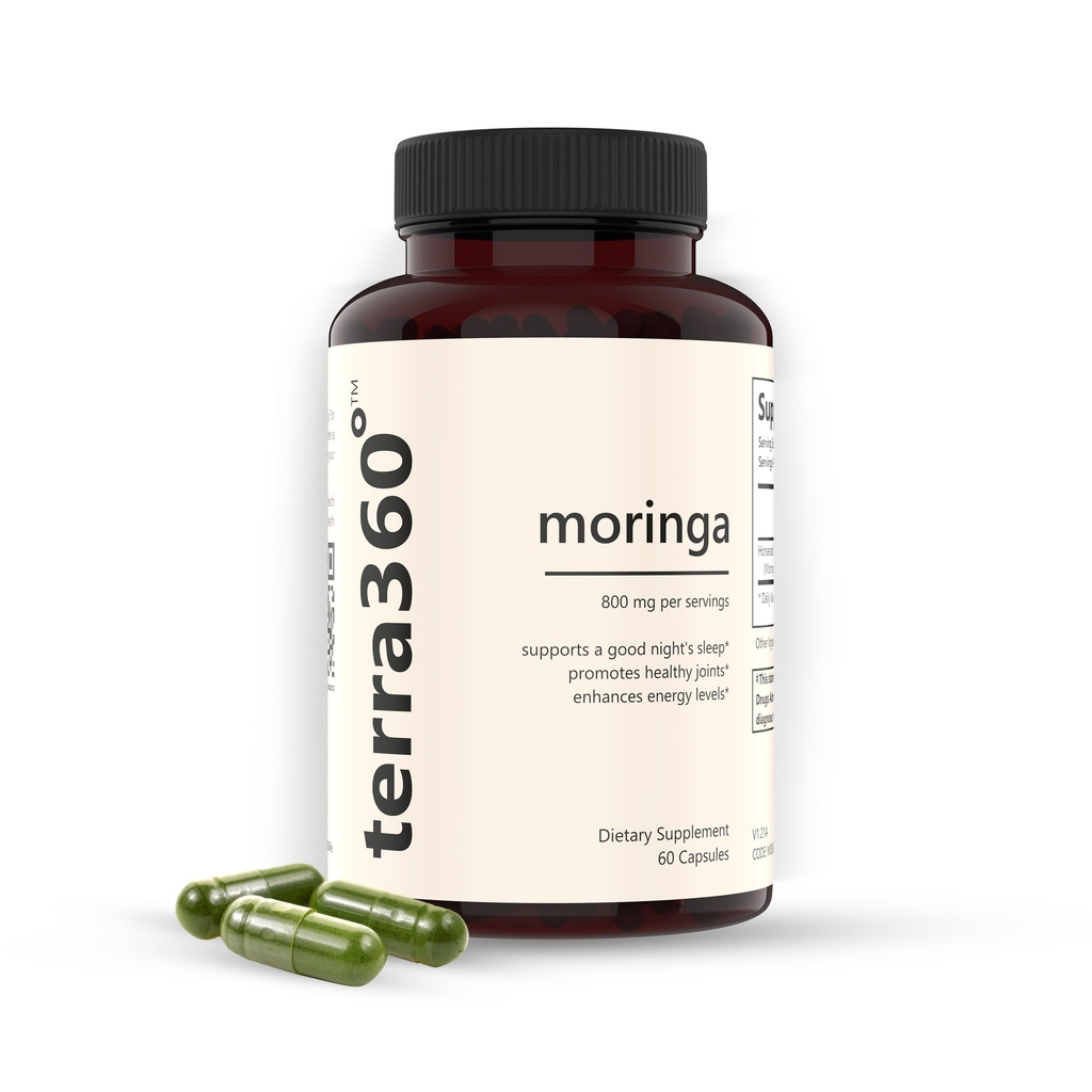 Natural Moringa Leaf Powder Capsules - 800mg, Vegan, Non GMO, 3rd-Party Tested, Gluten-Free, Immune - Super Food with Essential Vitamins & Antioxidants, 60 Capsules