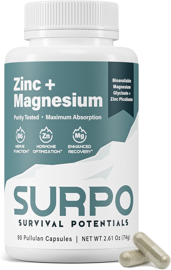 B6 Suplementos de Zinc y Magnesio para Hombres &amp; Mujeres, Post Workout Suplementos de recuperación de músculos para cáñamo de pierna, Immune &amp; Sleep Support, Magnesio Chelated Glycinate with Zinc Plus Vitamin B6, 90 cápsulas