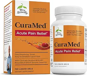 Terry Naturalmente CuraMed Agudo Dolor Alivio - Suplemento con BCM-95 Curcumin &amp; BOS-10 Boswellia - Black Sesamo Semilla Aceite para apoyar Alivio de la Incomodidad Ocasional - 120 Líquidos